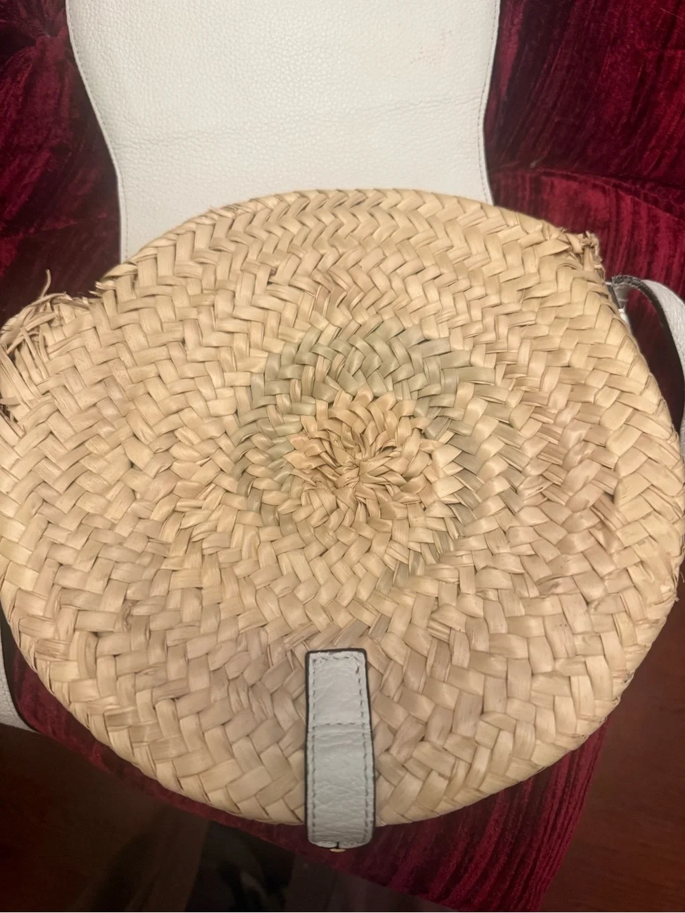 Chloe, beautiful White leather, and Straw Saddle Crossbody Bag with Gold Accent